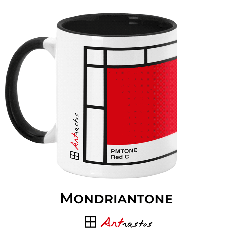 Taza con versión de cuadro Mondrian al estilo Pantone